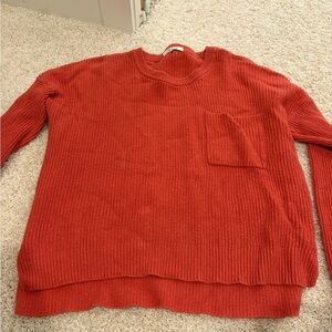 Madewell Ribbed Crewneck Sweater in Coral-Orange